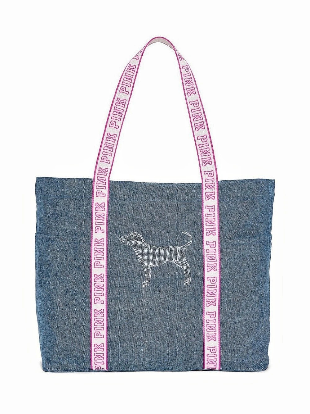 Victoria's Secret PINK Denim Diamanté Tote Blue & Pink
